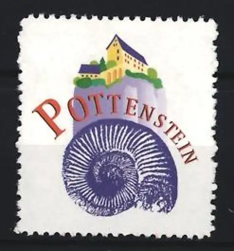 Reklamemarke Pottenstein, Ammonit und Burg