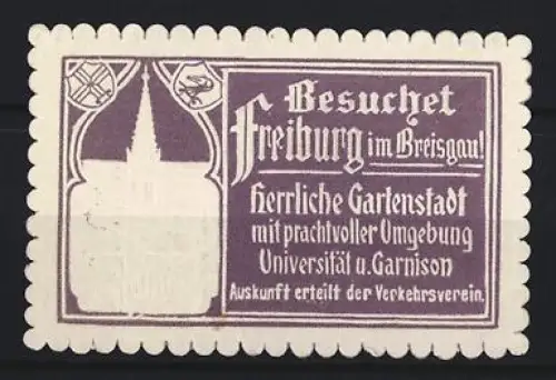 Reklamemarke Freiburg, Besuchet Freiburg im Breisgau, Münsterumriss