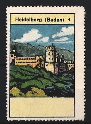 Reklamemarke Heidelberg /Baden, Schlossansicht, Ruine Heidelberger Schloss