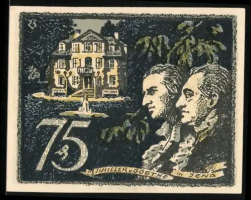 Notgeld Jena 1921, 75 Pfennig, Schiller und Goethe in Jena