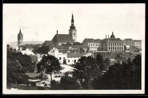 AK Wischau / Vyskov, Ortspartie aus der Vogelschau
