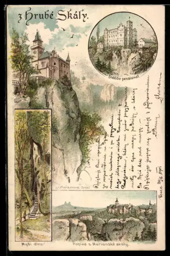 Lithographie Hruba Skala, Musi dira, Stekluv pensionat