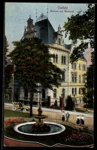 AK Crefeld, Rathaus mit Westwall