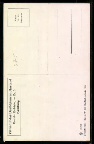 Künstler-AK Hamburg, Rathaus mit Strassenbahn