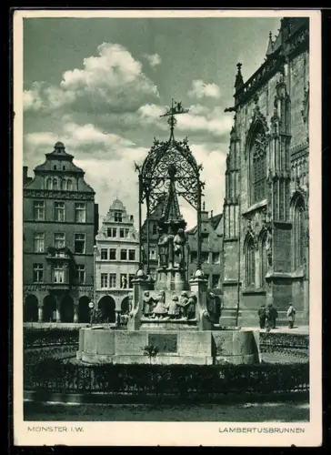AK Münster i. W., Ansicht vom Lambertusbrunnen