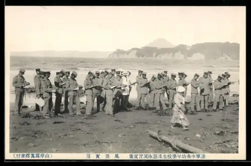 AK Japanische Offiziere bei einem Manöver