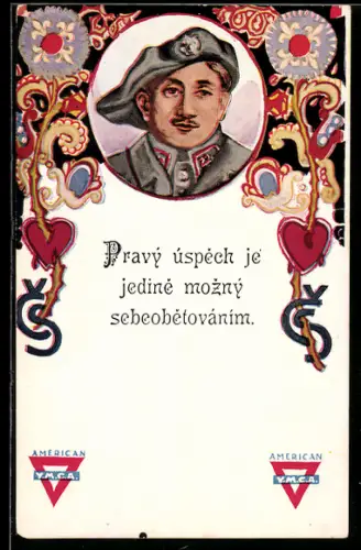 Künstler-AK Tschechischer Soldat in Uniform mit Mütze