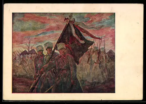 AK Tschechische Soldaten mit Flagge 1947