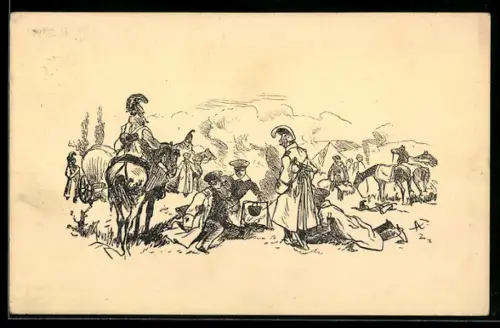 AK Dragoner in einem Feldlager