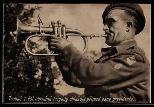 AK Tschechischer Hornist beim Signalgeben