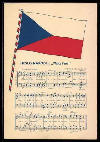 AK Heslo Národu, Vlajce cest !, tschechoslowakische Fahne