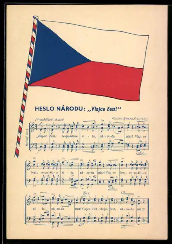 AK Heslo Národu, Vlajce cest !, tschechoslowakische Fahne