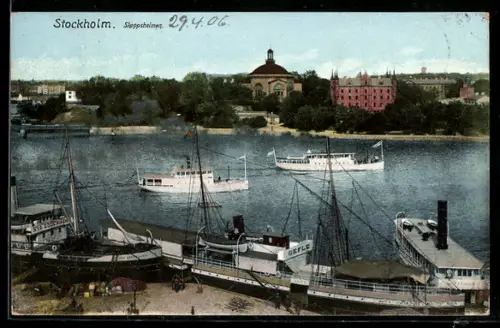 AK Stockholm, Skeppsholmen aus der Vogelschau
