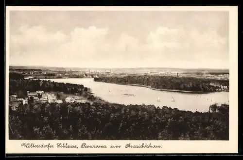 AK Woltersdorf /Erkner, Woltersdorfer Schleuse, Panorama vom Aussichtsturm