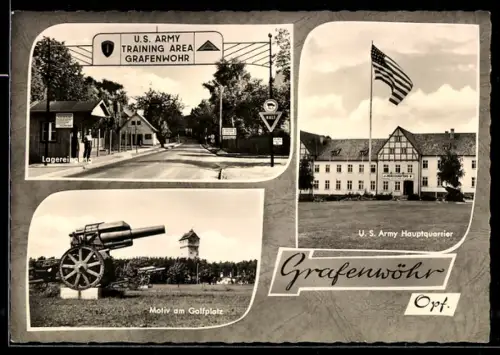 AK Grafenwöhr /Opf., U.S. Army Training Area, Hauptquartier, Motiv am Golfplatz