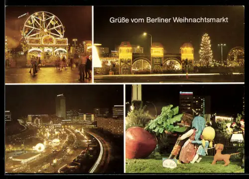 AK Berlin, Weihnachtsmarkt mit Riesenrad, Alexanderstrasse
