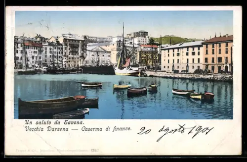AK Savona, Vecchia Darsena, Caserma di finanze, barche nel porto
