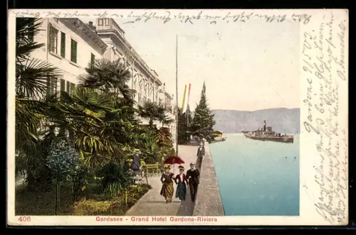 AK Gardone-Riviera /Gardasee, Grand Hotel Gardone-Riviera e passeggiata con vista sul lago