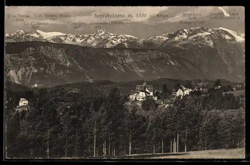 AK Soprabolzano, Vista panoramica delle montagne e del villaggio