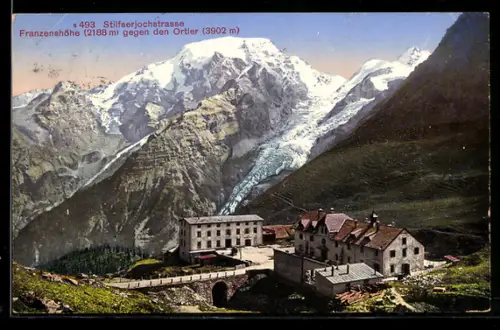 AK Franzenshöhe /Stilfserjochstrasse, Vista sulla Franzenshöhe verso l`Ortles