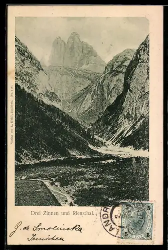 AK Drei Zinnen, Vista delle Tre Cime e della valle di Rienzo