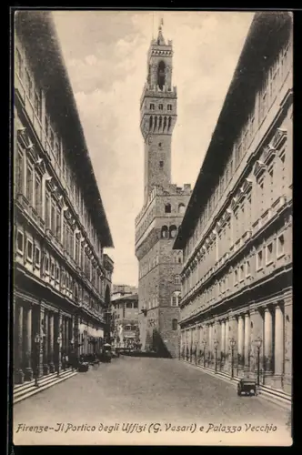 AK Firenze, Il Portico degli Uffizi (G. Vasari) e Palazzo Vecchio