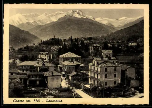 AK Coazze, Panorama delle montagne innevate e del villaggio sottostante