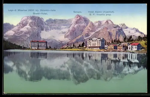 AK Misurina, Grand Hotel e Hotel Alpino sul Lago di Misurina nelle Dolomiti