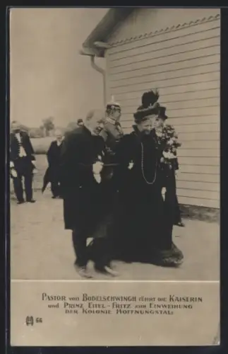 AK Kaiserin Auguste Victoria Königin von Preussen und Prinz Eitel Fritz bei der Einweihung der Kolonie Hoffnungstal