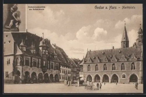 AK Goslar a. Harz, Marktplatz, Dukatenmännchen am Kaiserworth