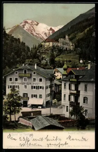 AK Sand in Taufers, Gasthof zur Post und Post-Villa