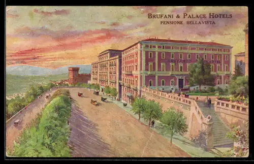 Künstler-AK Perugia, Brufani & Palace Hotels, Pensione Bellavista