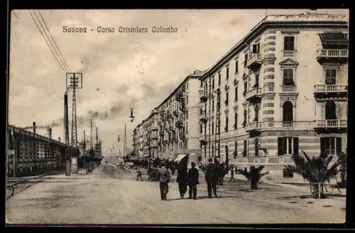 AK Savona, Corso Cristoforo Colombo con persone che passeggiano