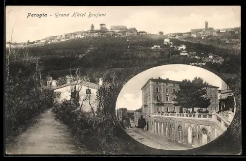 AK Perugia, Grand Hôtel Brufani e vista panoramica della città