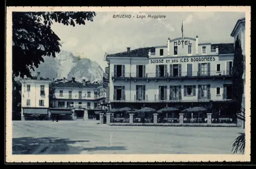 AK Baveno /Lago Maggiore, Hôtel Suisse et des Îles Borromées con vista montagna