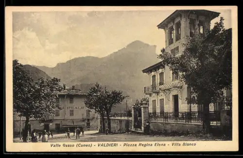 AK Valdieri /Valle Gesso, Piazza Regina Elena, Villa Bianco