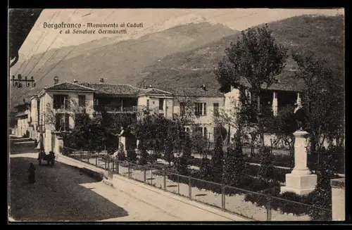 AK Borgofranco d`Ivrea, Monumento ai Caduti e al Senatore Germonetti