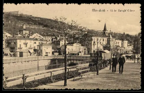 AK Mondovì, Viale lungo l`Ellero con bar e passeggiata