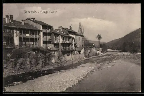 AK Garessio, Borgo Ponte, Vista del fiume e delle case lungo la riva