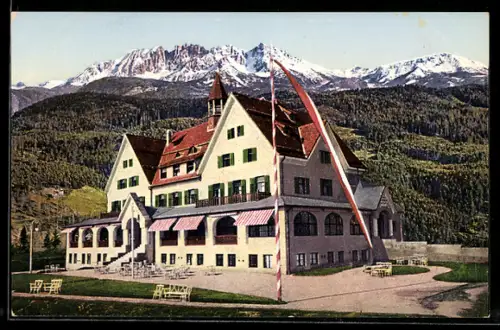 AK Oberbozen am Ritten, Hotel Oberbozen mit Blick auf die Latemargruppe und Zangen