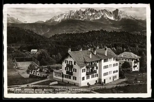 AK Renon presso Bolzano, Albergo Pensione Costalovara con vista sulle montagne delle Dolomiti, Tennis