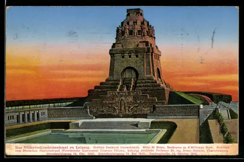 AK Leipzig, Aussenansicht des Völkerschlachtdenkmals, grösstes Denkmal Deutschlands