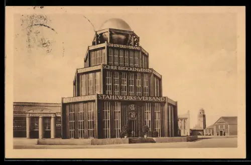 AK Leipzig, Internat. Baufachausstellung mit Sonderausstellungen 1913, Pavillon des Stahlwerksverbands