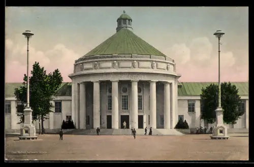 AK Dresden, Intern. Hygiene-Ausstellung 1911, Festplatz mit populärer Halle der Mensch