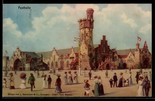 AK Festhalle des Schützenfests, Schützenverein, Spaziergänger