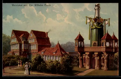 AK Hamburg, Weinlokal von Chr. Wilhelm Bauer, 16. Deutsche Bundesschiessen 1909