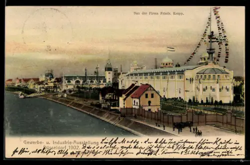 AK Düsseldorf, Gewerbe- & Industrie-Ausstellung 1902, Bau der Firma Friedr. Krupp.
