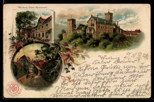Künstler-AK Eisenach, die Wartburg, der Wartburg Hof