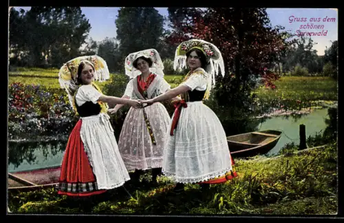 AK Frauen in Trachten aus dem Spreewald
