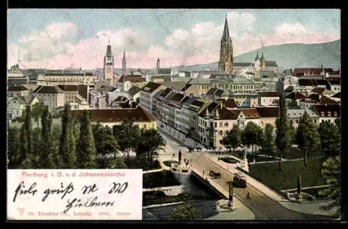AK Freiburg i. B., Blick von der Johanneskirche